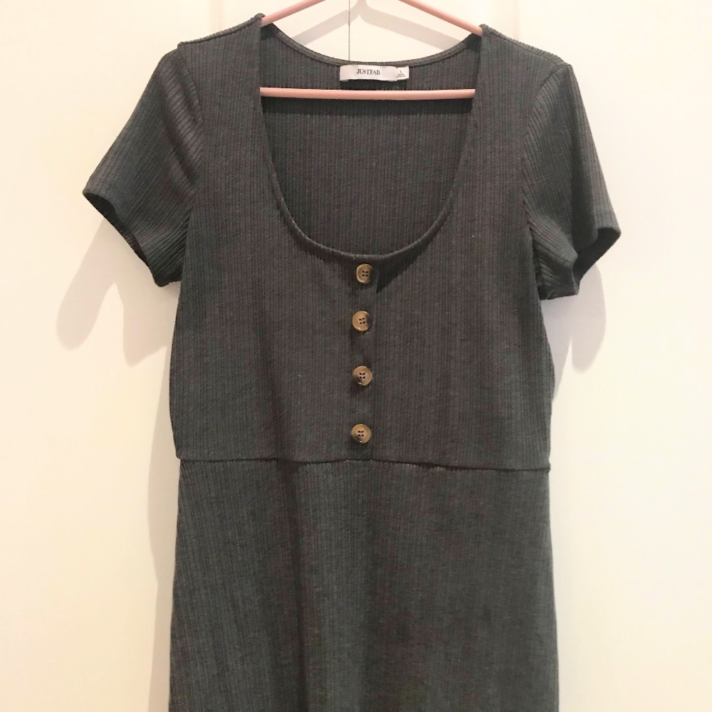 JustFab mini dress henley cotton blend